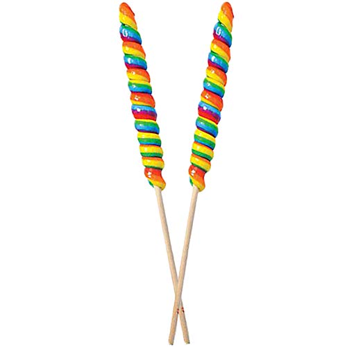 Jumbo Rainbow Twist Swirl Lollipop, Mixed Fruit Flavor, 12" Inch Sucker