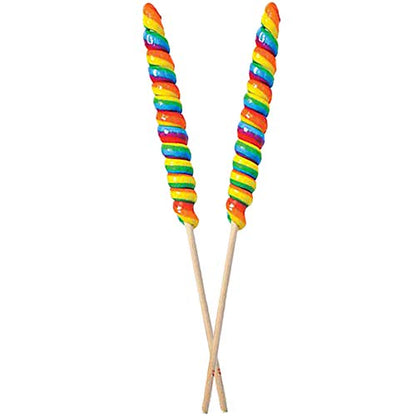 Jumbo Rainbow Twist Swirl Lollipop, Mixed Fruit Flavor, 12" Inch Sucker