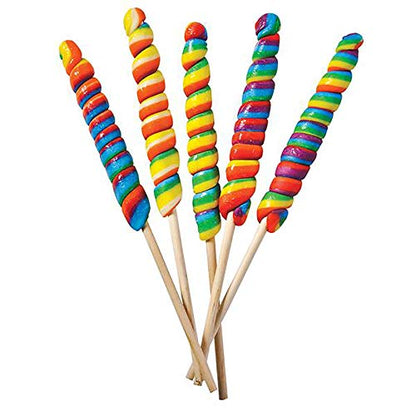 Jumbo Rainbow Twist Swirl Lollipop, Mixed Fruit Flavor, 10" Inch Sucker