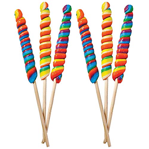 Jumbo Rainbow Twist Swirl Lollipop, Mixed Fruit Flavor, 10" Inch Sucker